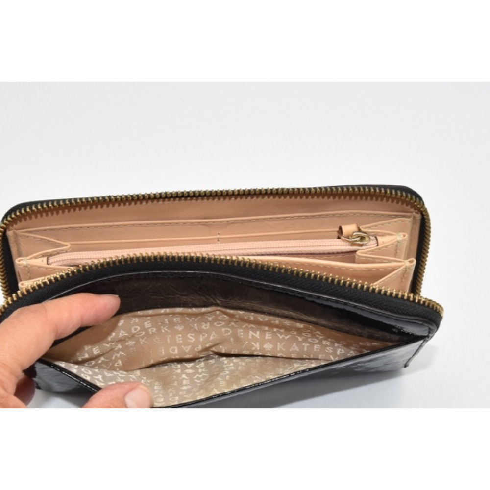 Kate Spade New York Neda Mofro Black Patent Leather Zip Around Large Wallet - Picture 11 of 11